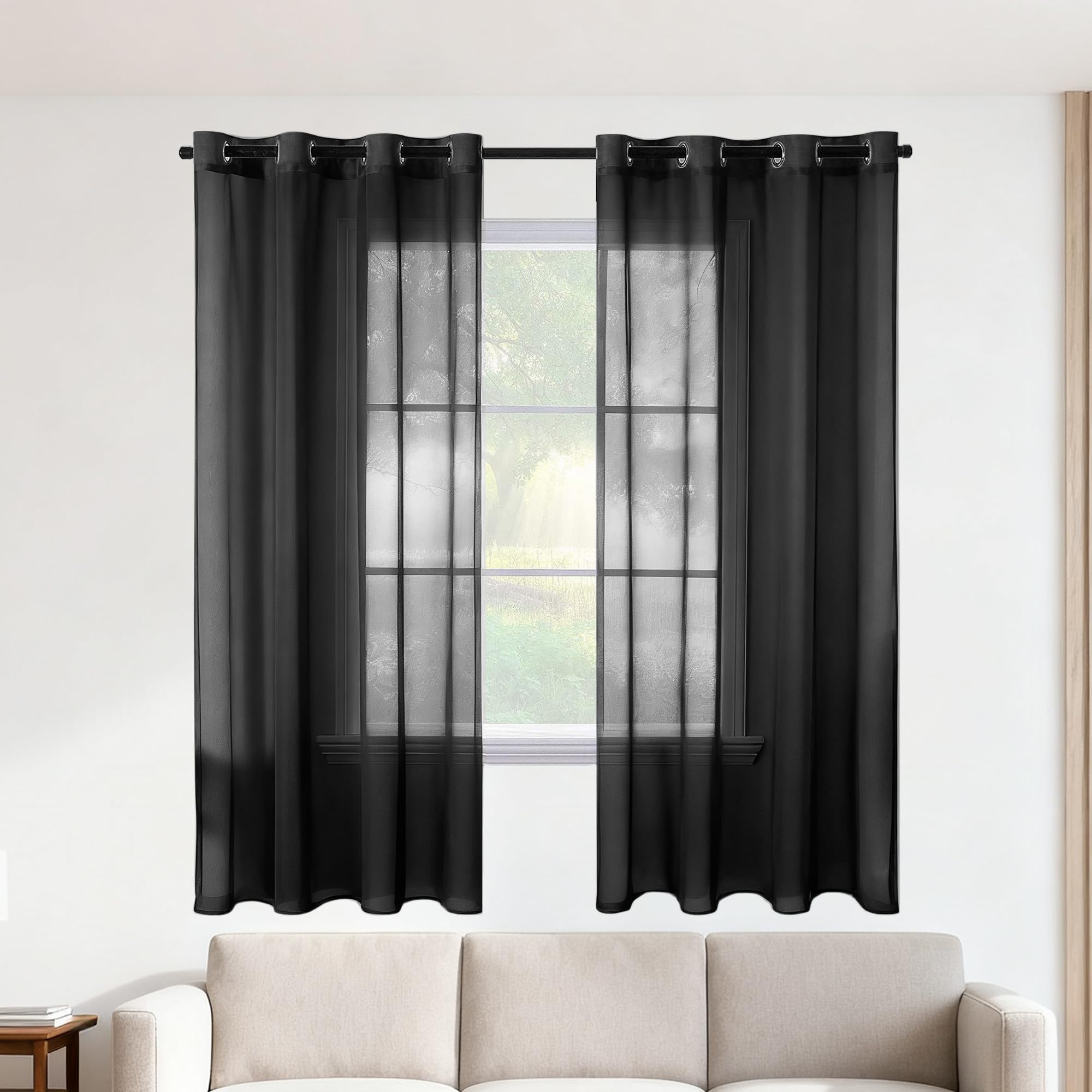 Rideaux voilages de salon noirs 380x315 cm pour tamiser la chambre d'enfant