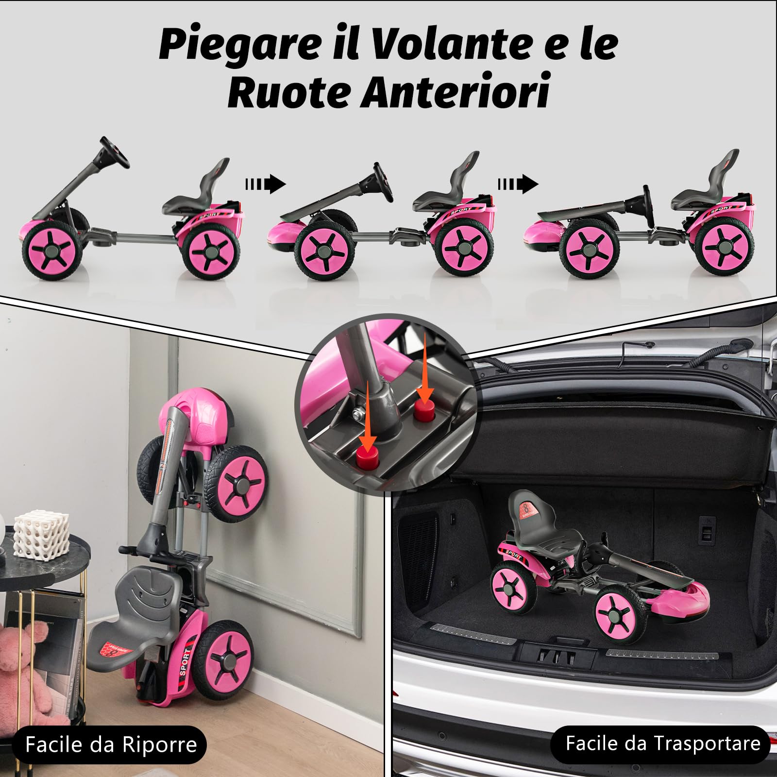 COSTWAY 6V Go Kart per Bambini con Telecomando, Go Kart a Pedali con COSTWAY 6V Go Kart per Bambini con Telecomando, Go Kart a Pedali con
