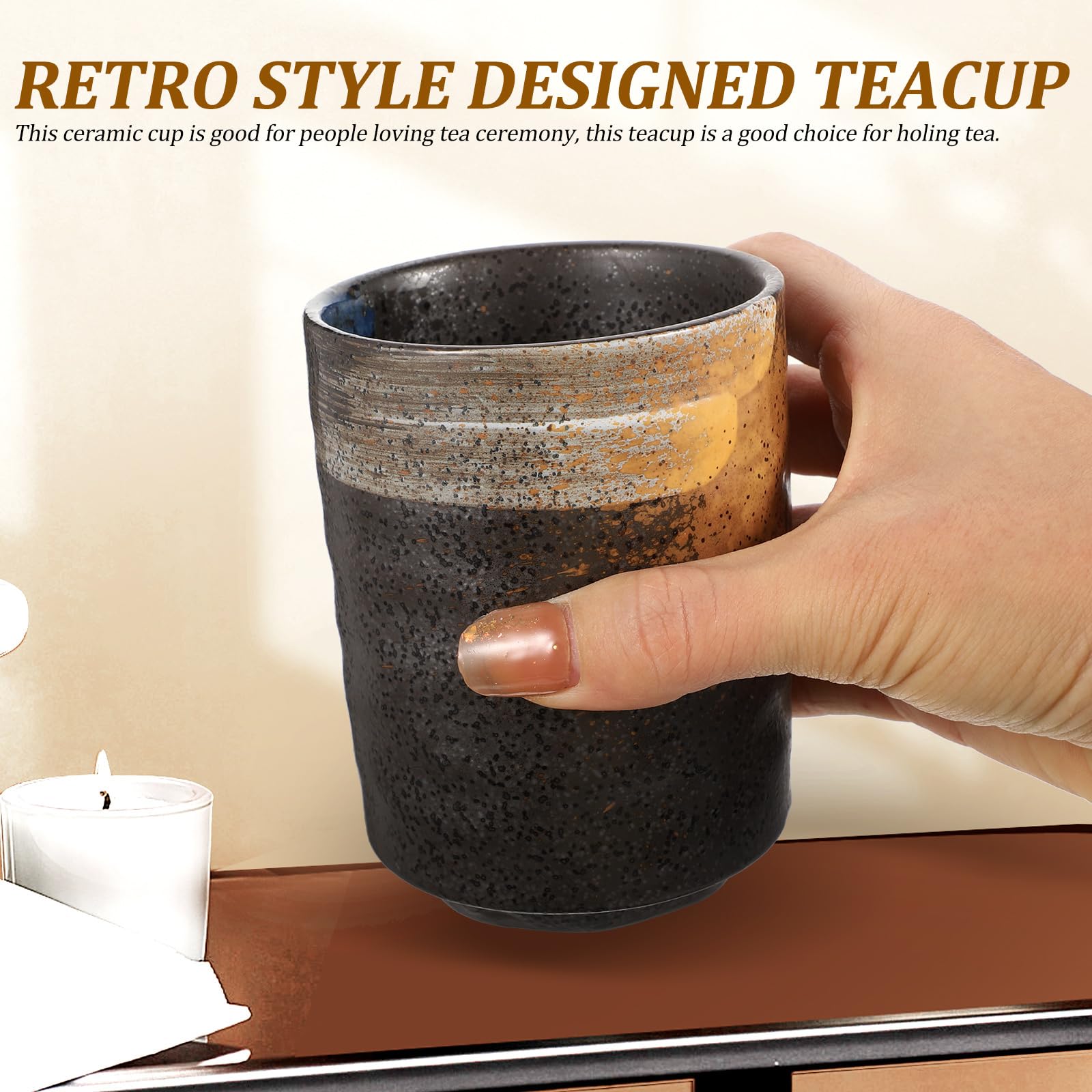 PRETYZOOM Japanische Teetasse Handbemalt Retro Stil 3.94X2.95 Zoll Keramik Tee Tasse Für Teezeremonie Zuhause Büro Teehaus Geschenk