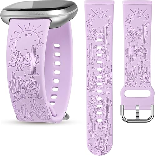 TOYOUTHS Compatible con Fitbit SenseSense 2 BandVersa 3Versa 4 Correa de reloj para mujeres y hombres, correa deportiva de silicona suave grabada