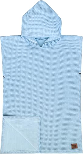 Miniatura 1 de Jade&Kai Toalla con capucha para bebés y niños pequeños, se ajusta a un poncho, gofre de algodón orgánico, ligera y absorbente, para baño, playa y