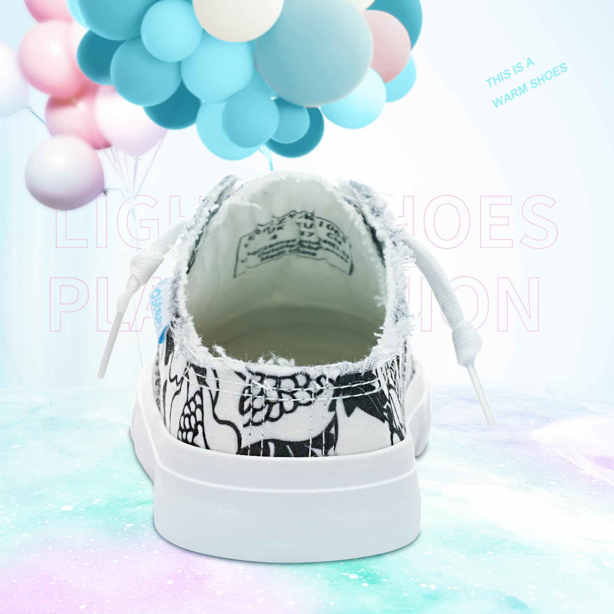 Obtaom Women Canvas Mules Memory Foam Clipper Fashion Sneakers Comfortable Slip-On Mule Backless Holiday Shoes