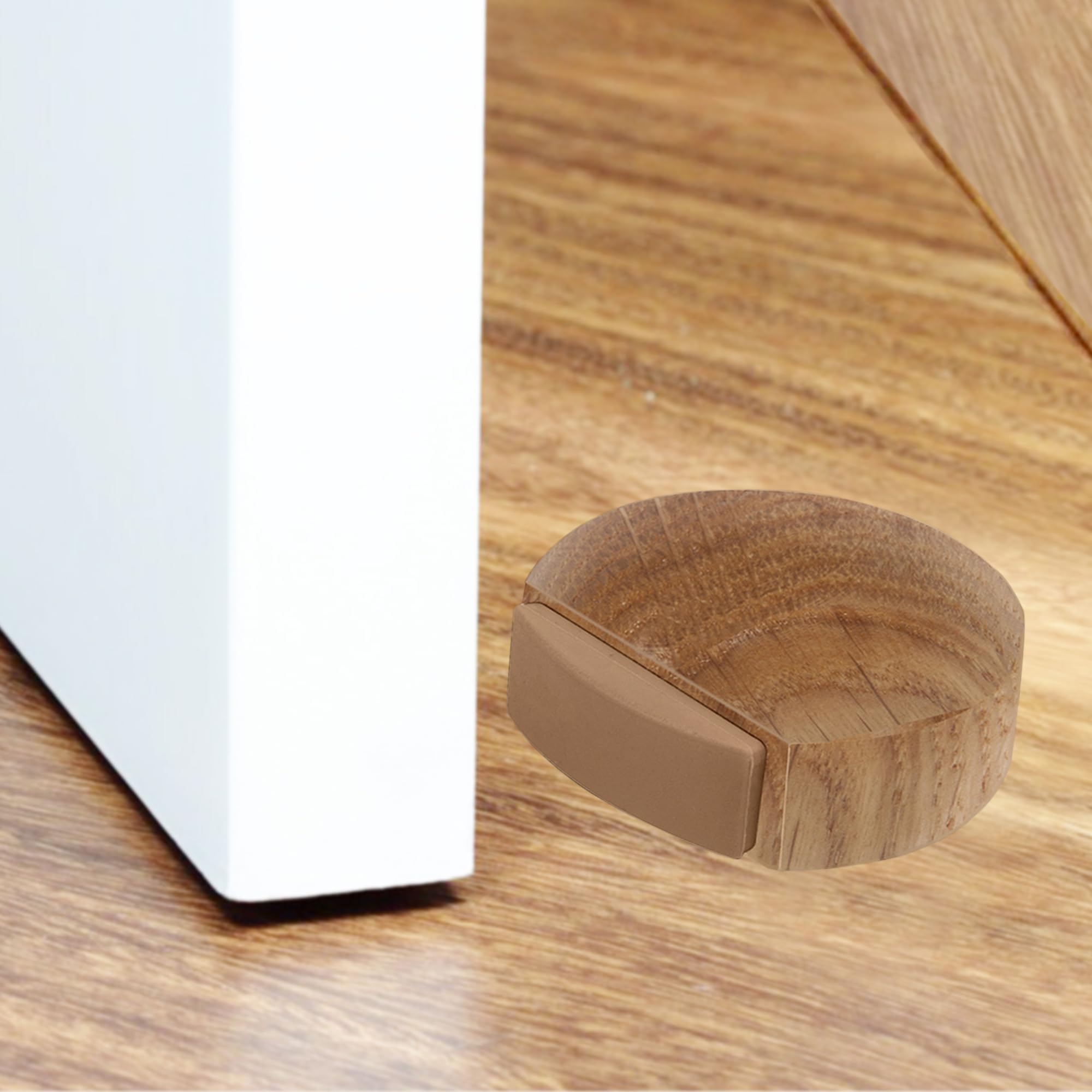 ✮ Topes para Puertas Suelo ✮ Tope Puertas Suelo Adhesivo de Madera (Roble Natural) - Door Stopper Discreto y Elegante - Pack 6 unidades