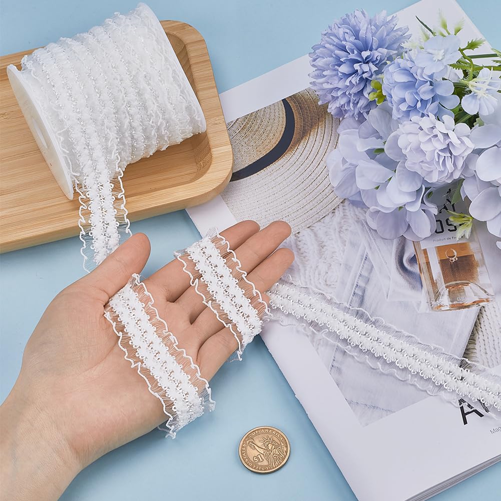 Ruban Dentelle Coton Blanc Ruban Dentelle Vintage 5m X 10cm - Coton Décoratif Pour Bricolage, Fleurs, Cadeaux, Blanc Ruban Dentelle Blanc