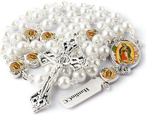 HanlinCC Guadalupe Catholic Rosary for Women with Gift Bag and Pray Card