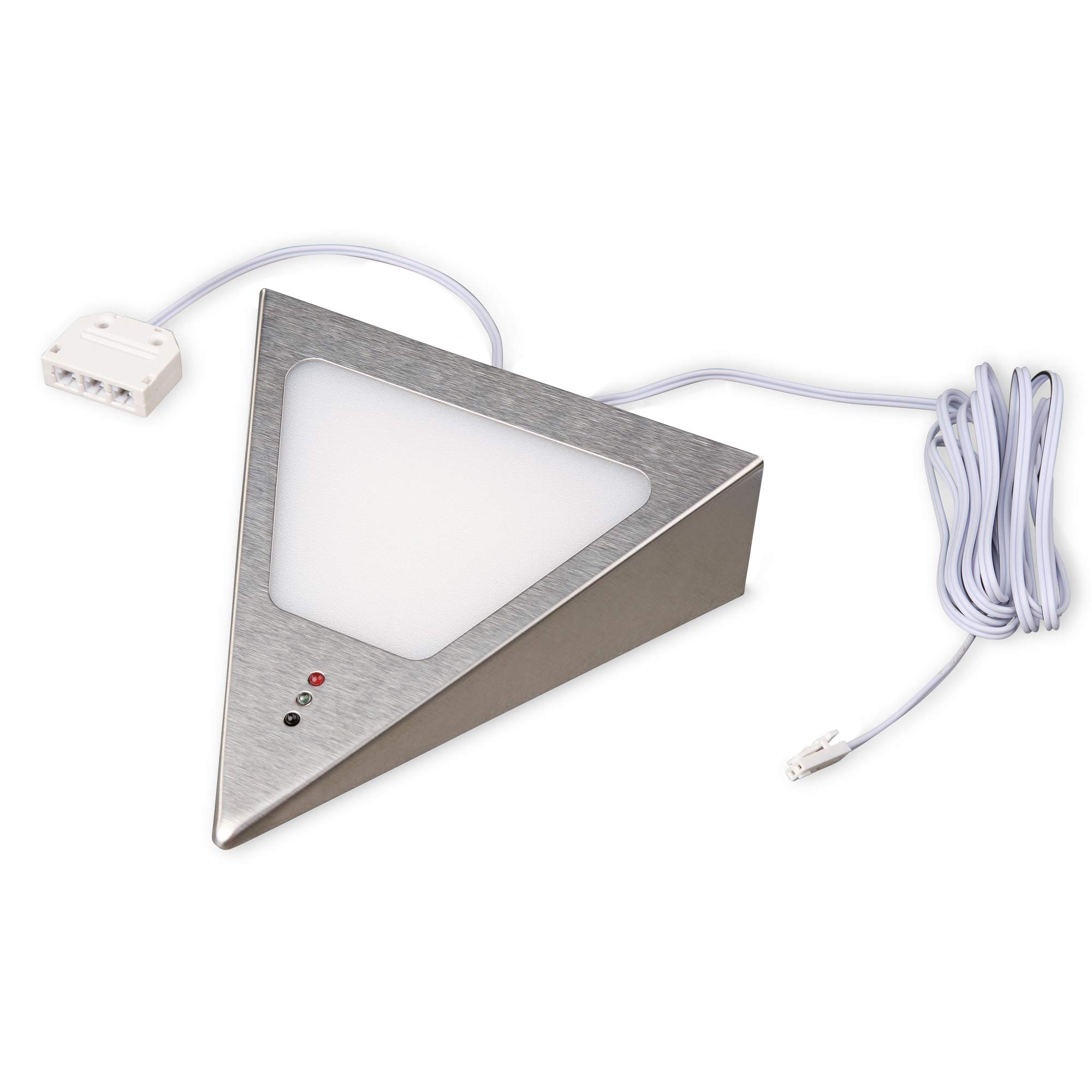 kalb | LED Unterbauleuchten Dreieck mit Sensor - Dimmer Einbaustrahler Einbauspot Edelstahl gebürstet, Auswahl:3er Set warmweiss