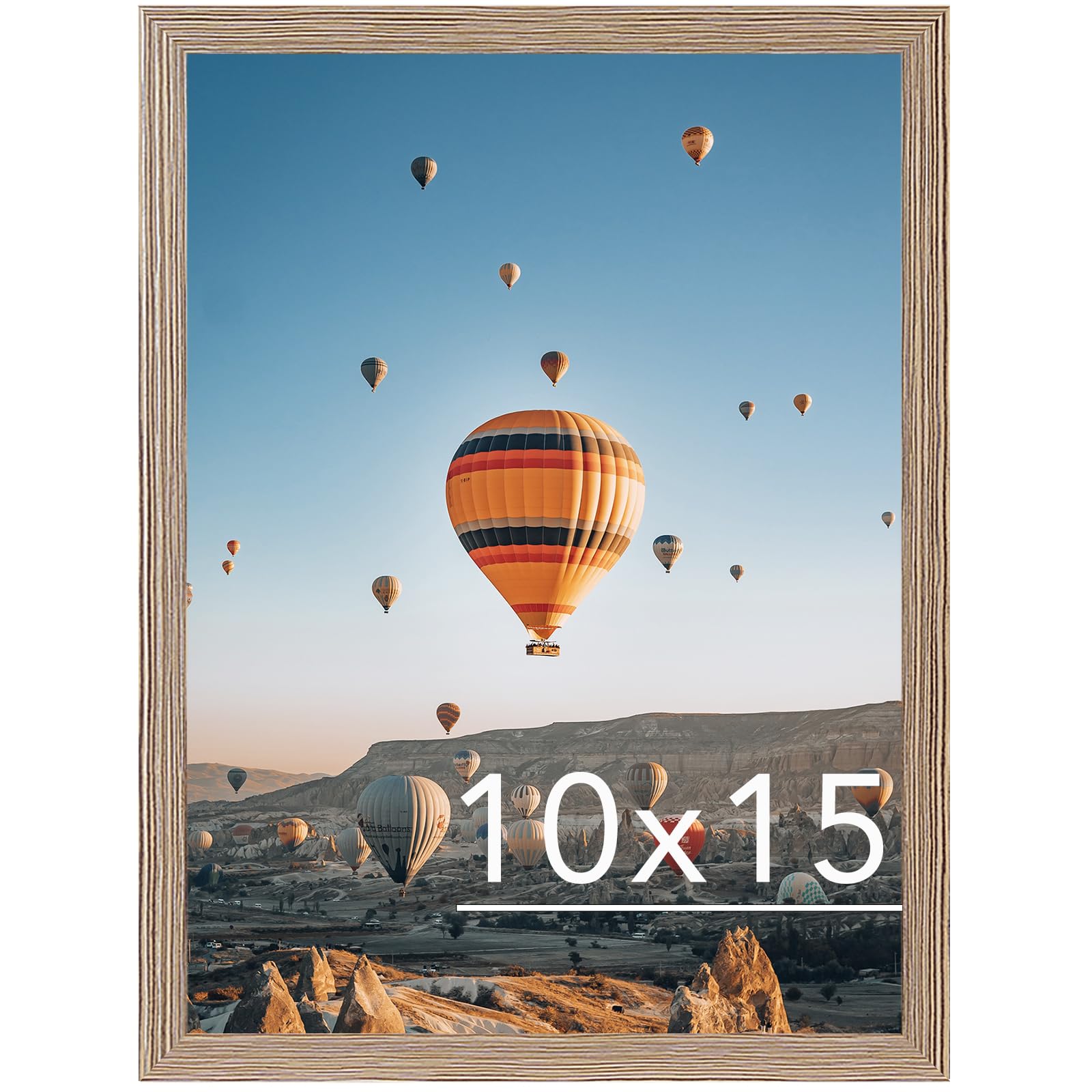 JCJMY 10x15 Picture Frame Rustic Brown for Wall Hanging, Wall Mounting Horizontally or Vertically, 10 x 15 Wall Gallery Poster Photo Frame with Shatter Resistant Plexiglass, Rustic Brown