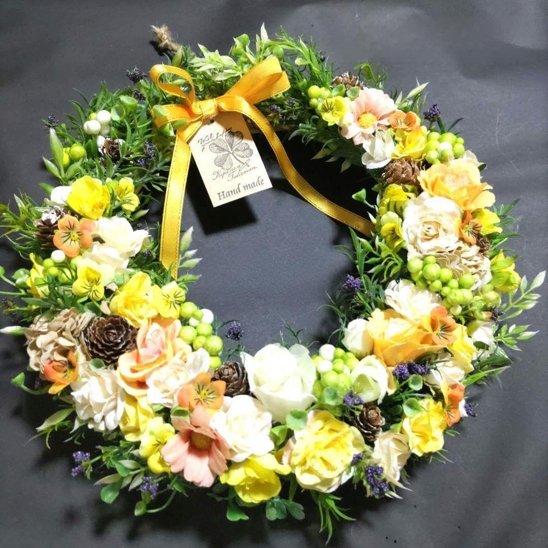 玄関リース♡ダリア＆ヤグルマソウのデュエット 玄関リース♡ダリア＆ヤグルマソウのデュエット