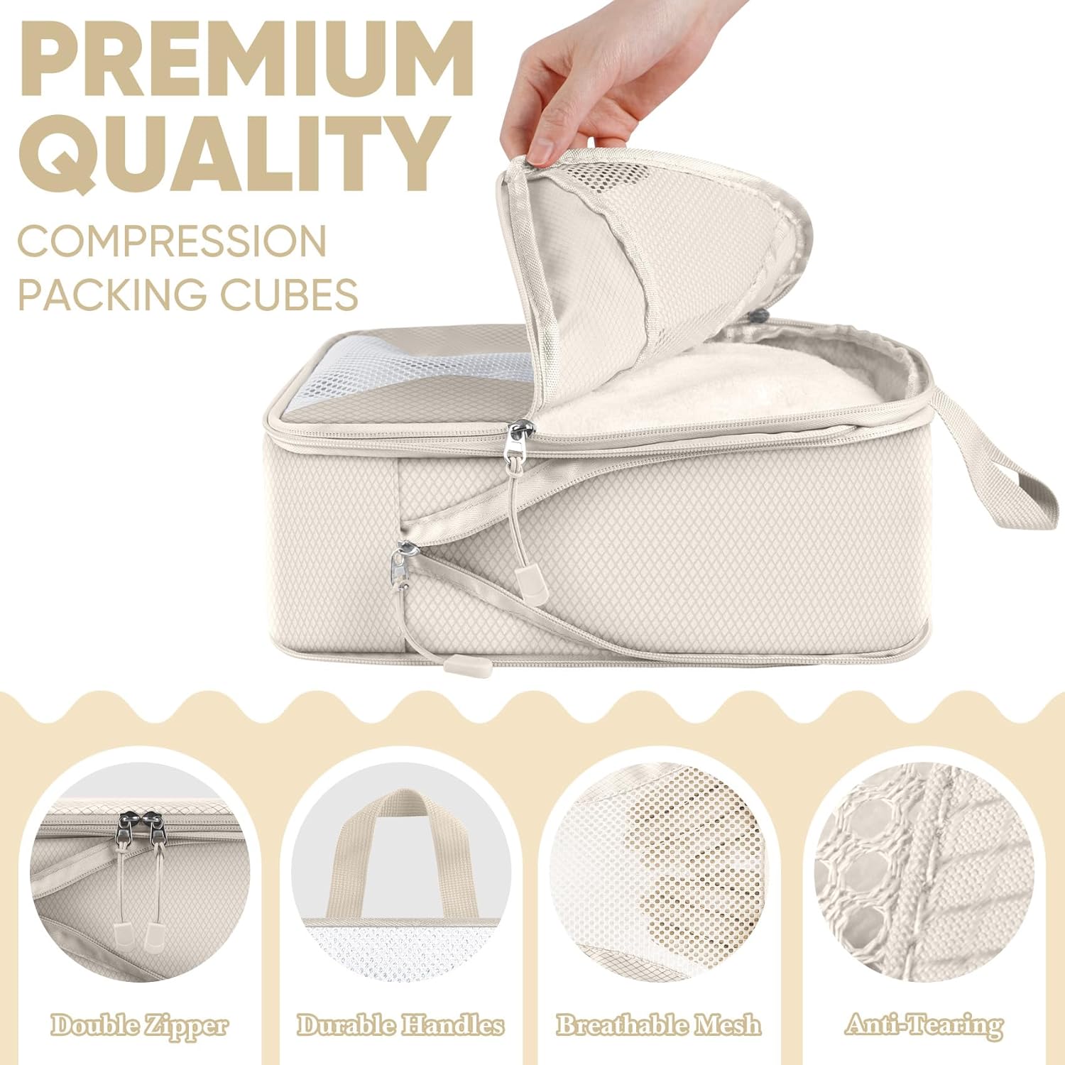 8 Set Compression Packing Cubes for Travel, Packing Cubes Compression Travel Accessories Expandable Packing Organizers for Carry on Luggage Suitcase - Image 5