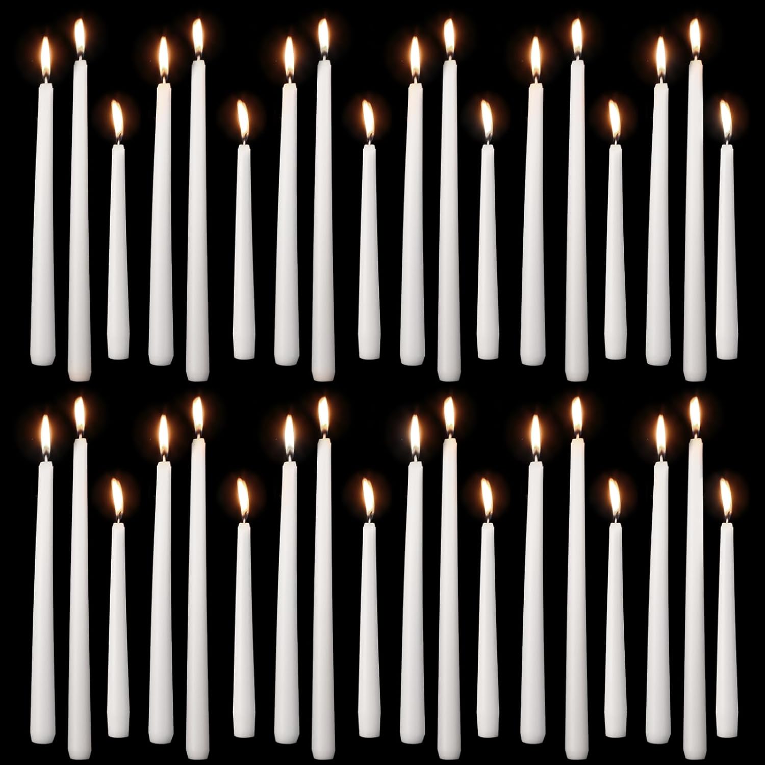 MTLEE Taper Candles 8/10/12 Multi Height Unscented Taper Candles 8 Burn Hours for Dinner Decorative Home Decoration Fall Thanksgiving Wedding Party Candlesticks(White,36)