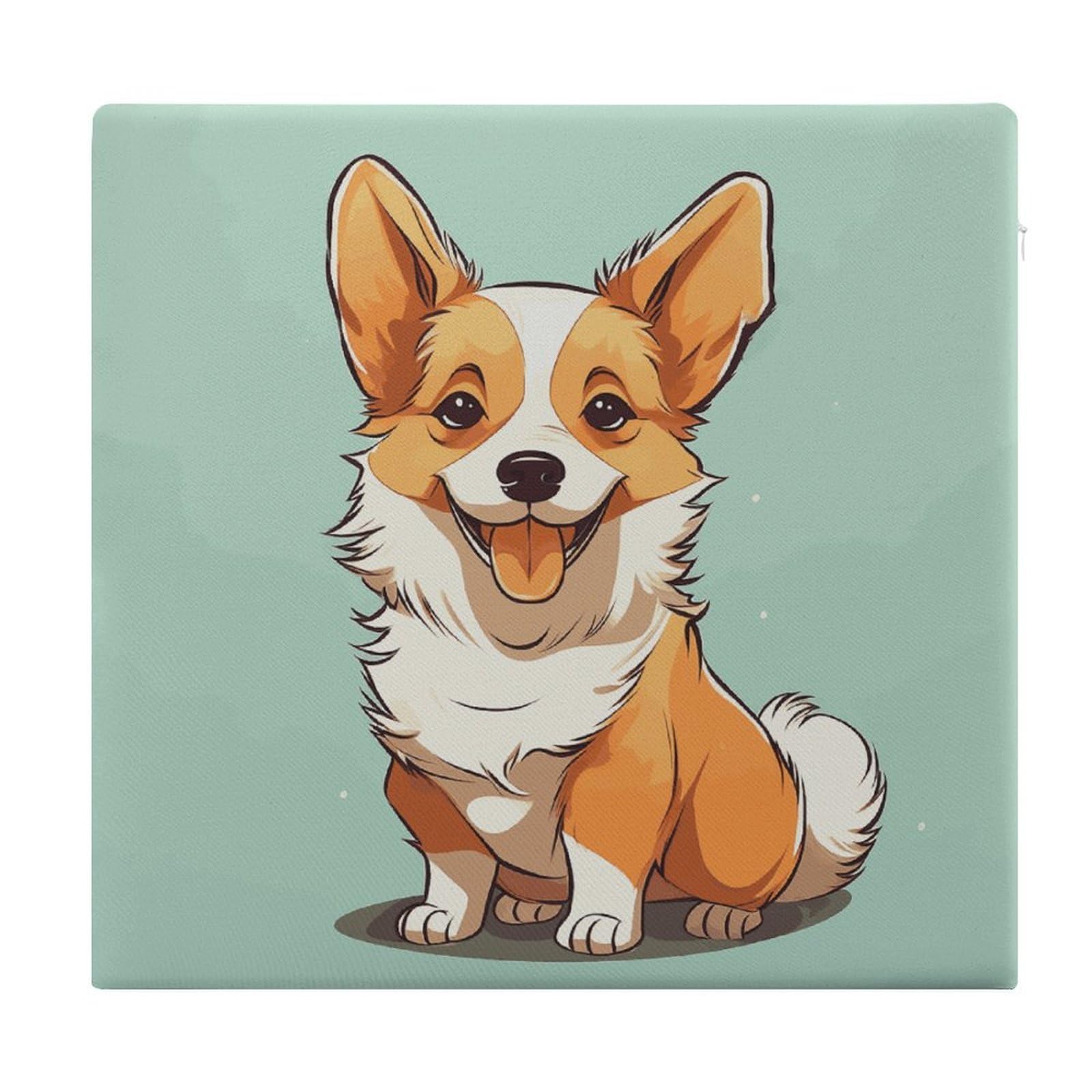 MUSM Corgi Cute Dog Chair Cushions Square Indoor Dining Chair Pads Breathable Seat Cushion Memory Foam Pad Ultra Soft Warm Floor Cushion for Kitchen Office Car 13.8”x15”