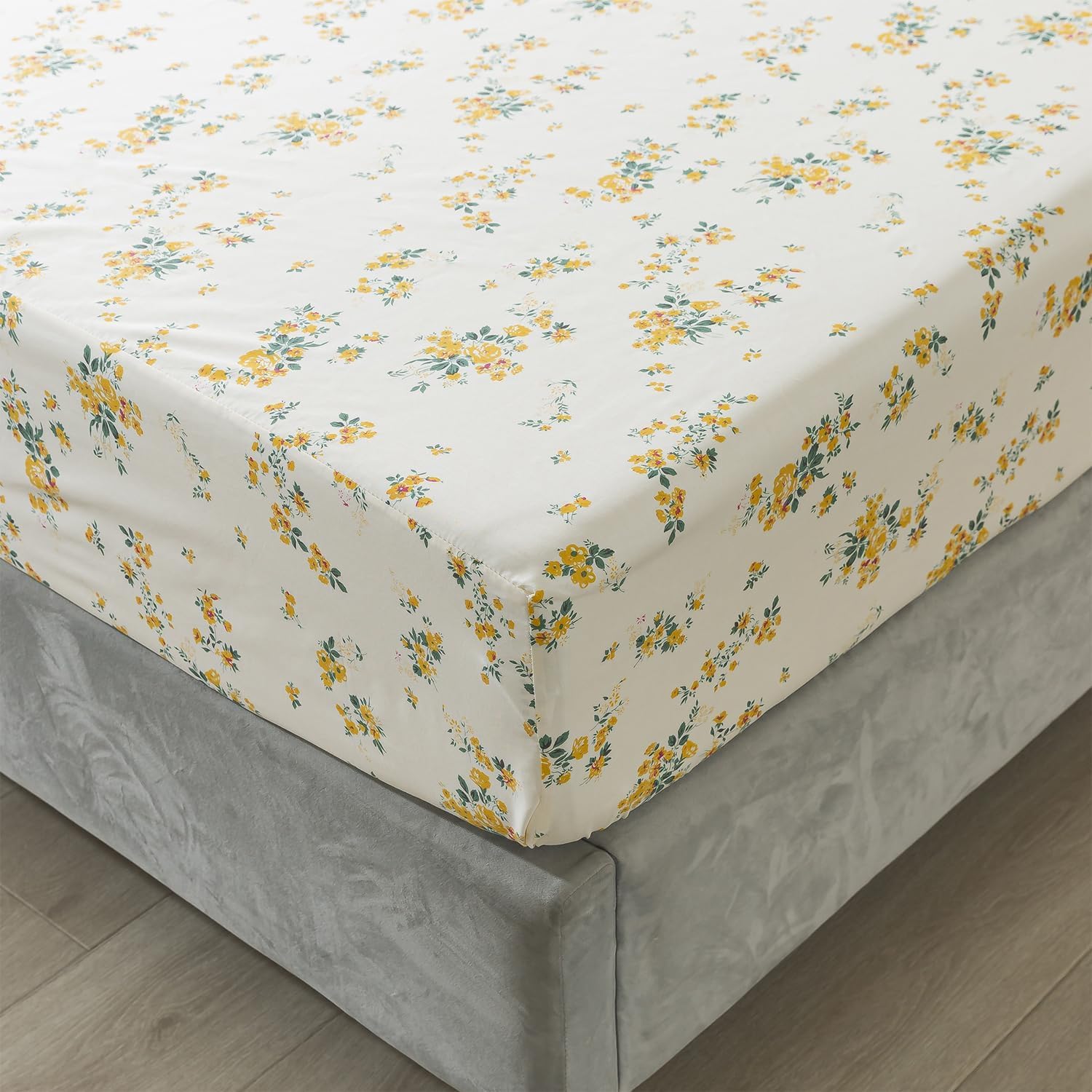 Cal King Sheet Set,100% Cotton Percale Floral Sheets Cal King Size Set,4 Pieces Crisp & Cool Bed Set with Deep Pocket,Lightweight & Breathable Room Decor