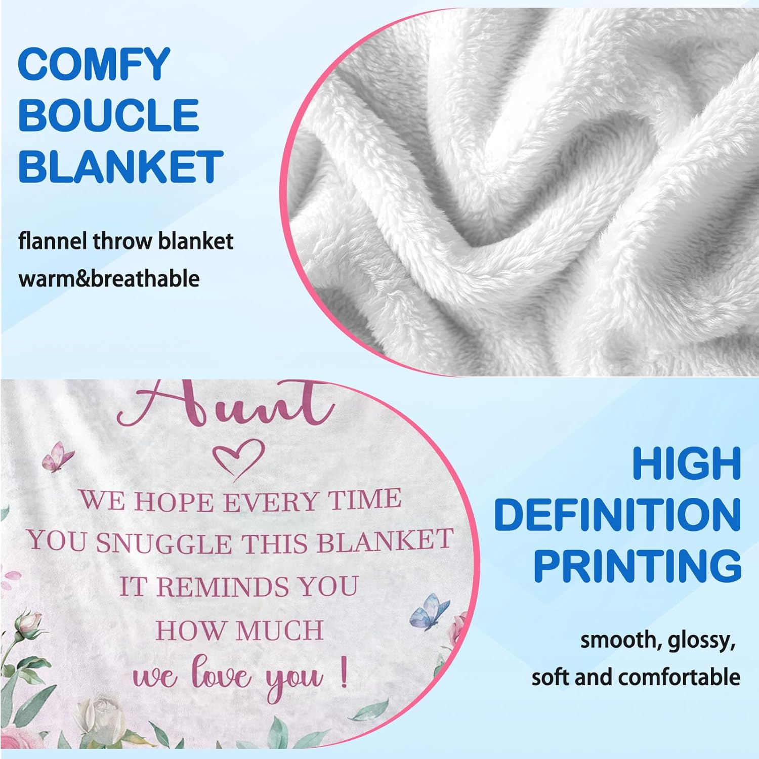 Aunt Gifts, Gifts for Aunts from Niece Nephew, Auntie Gift Ideas for Valentines Day Birthday Mothers Day, Best Aunt Ever Gift Throw Blanket 50"x60" - Image 5