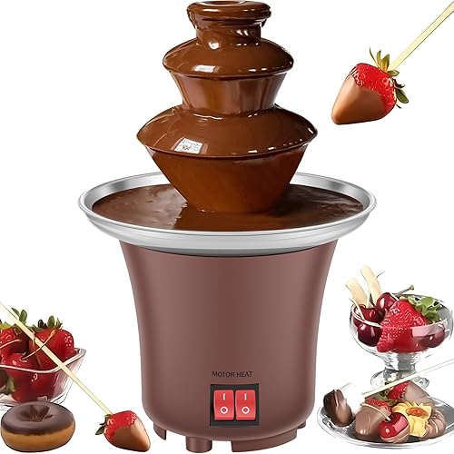 Máquina eléctrica de fuente de chocolate, fuente de queso de 3 capas, capacidad para máquina de 10 onzas, fuente de fondue de chocolate, máquina de