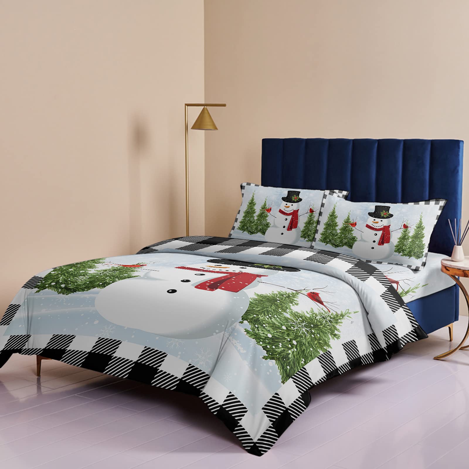 Amazon.com: Snowman Xmas Cardinal Winter Snow Duvet Cover
