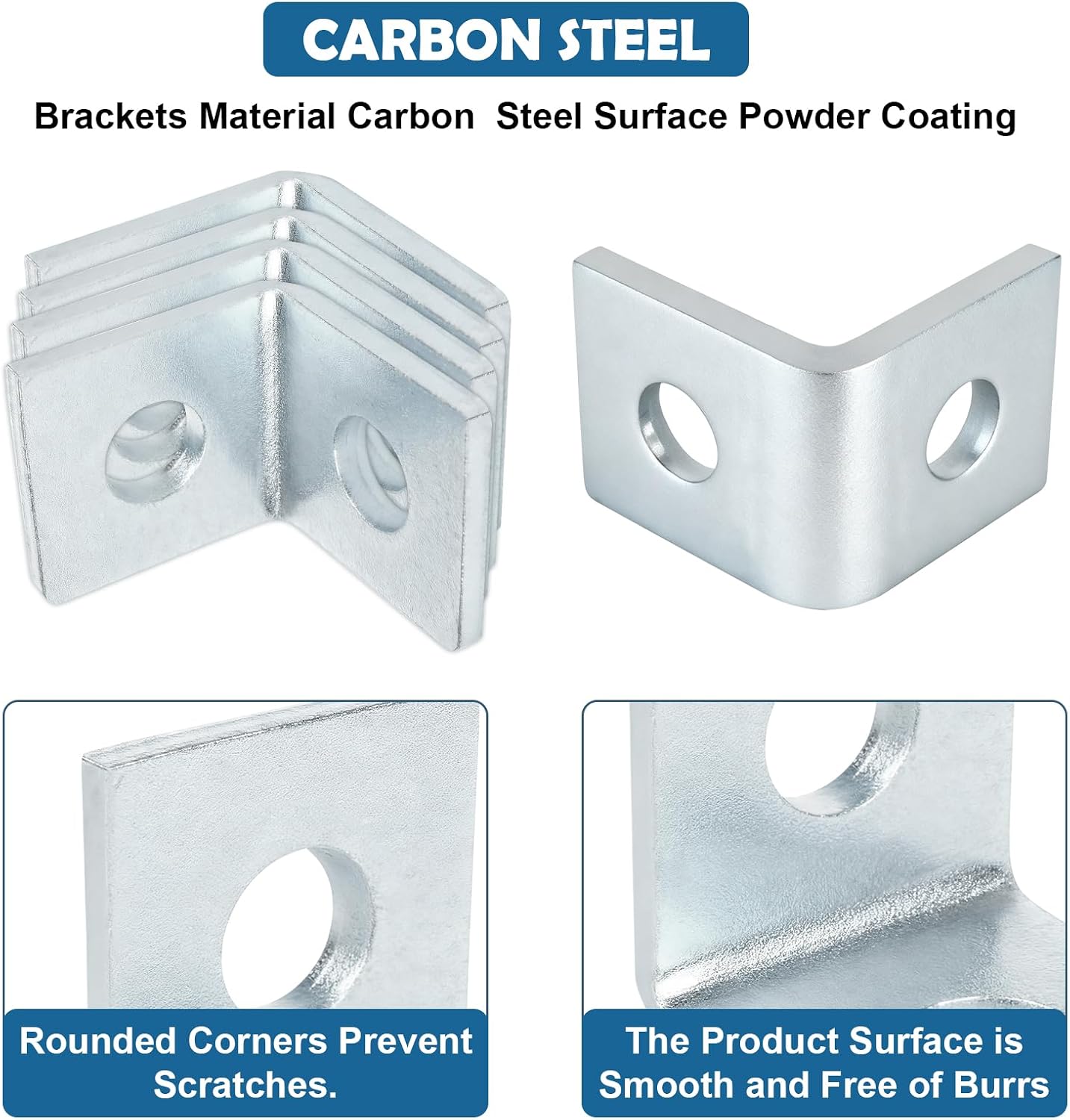 10 Pack 2 Holes 90° Fitting for 1-5/8" Strut Channel, Strut Hardware L Brackets， Suitable for Wooden Strips, Wooden Beams, and Ceiling joists, 3/16" Thickness