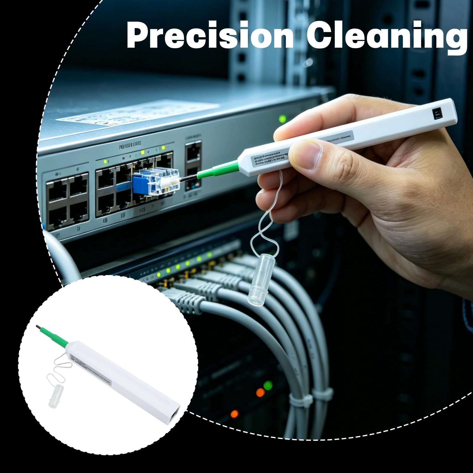 2 Piezas Limpiador de Fibra Optica, Fiber Optic Cleaning Pen,Fibra Optica 1.25 mm LC/MU y 2.5 mm SC/ST/FC, Herramientas de Fibra Óptica,Más de 800 Usos, Operación de un clicks, Limpiador de Cable de F