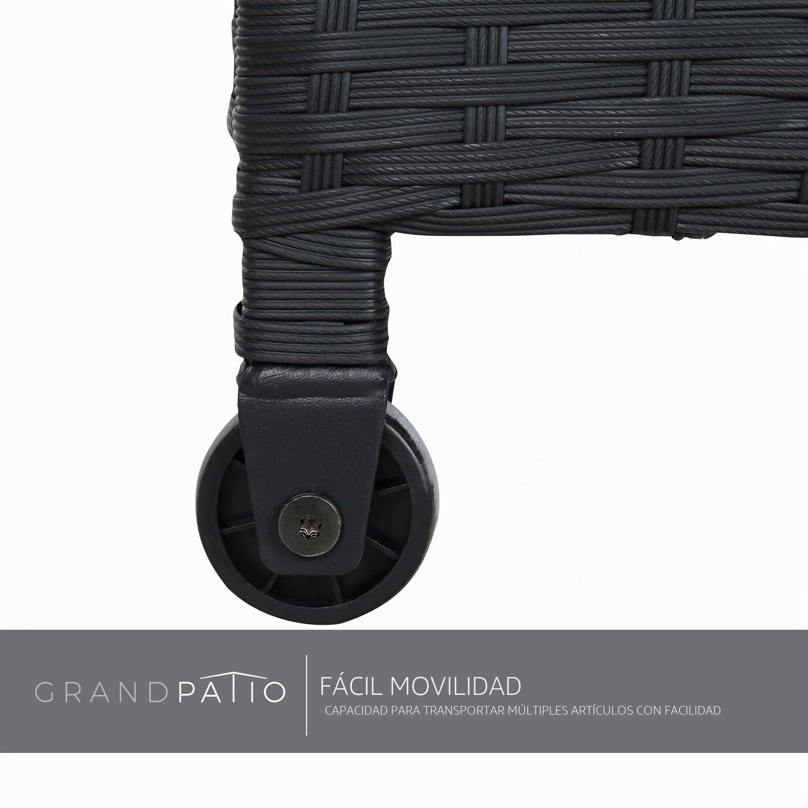 Grand patio Arcón de ordenación 480 L, Caja de almacenamiento de Jardín para Exteriores, Mover Fácilmente, Resina Caja de Almacenaje con Ruedas Tapa (Negro)