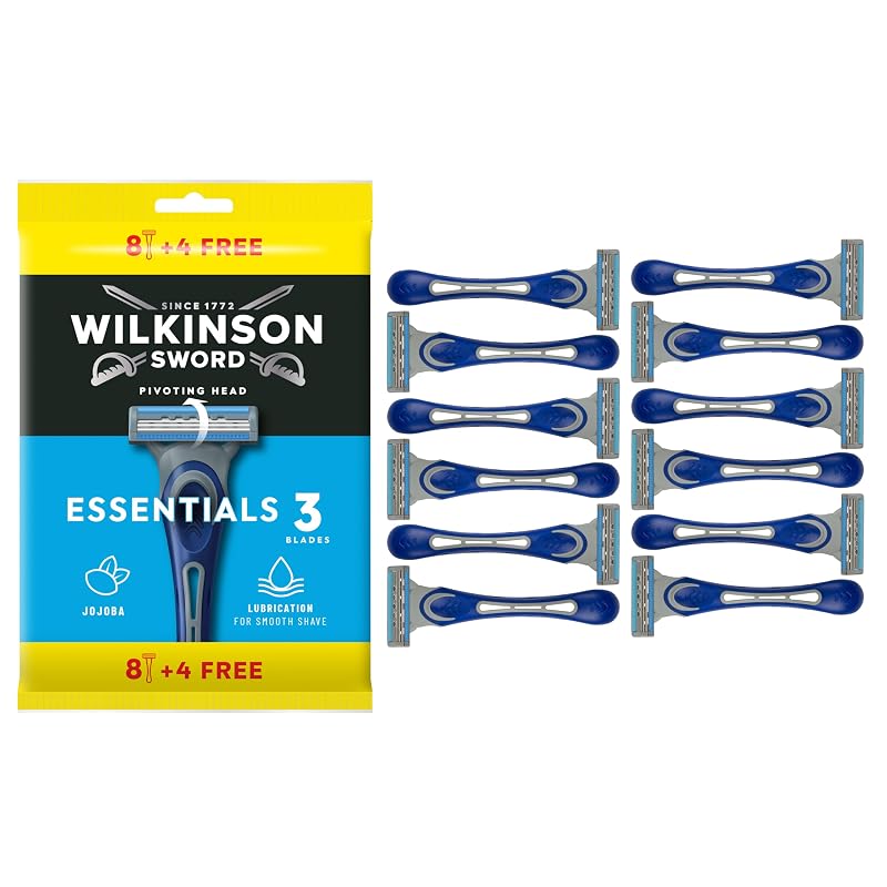 Aparelho de barbear descartável Wilkinson Sword Extra 3 Essentials com 3 lâminas, pacote com 12 unidades
