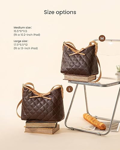 Miniatura 6 de LOVEVOOK - Carteras para mujer, bolsos de mano de cuero suave estilo hobo, bolso bandolera acolchado, bolso de diseñador tipo bucket