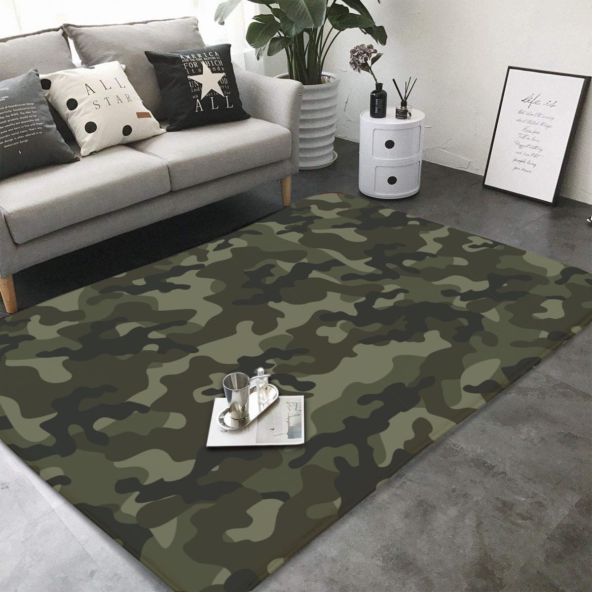 Amazon｜カーペット 迷彩柄 ラグマット 100×150cm 絨毯 フランネルラグ