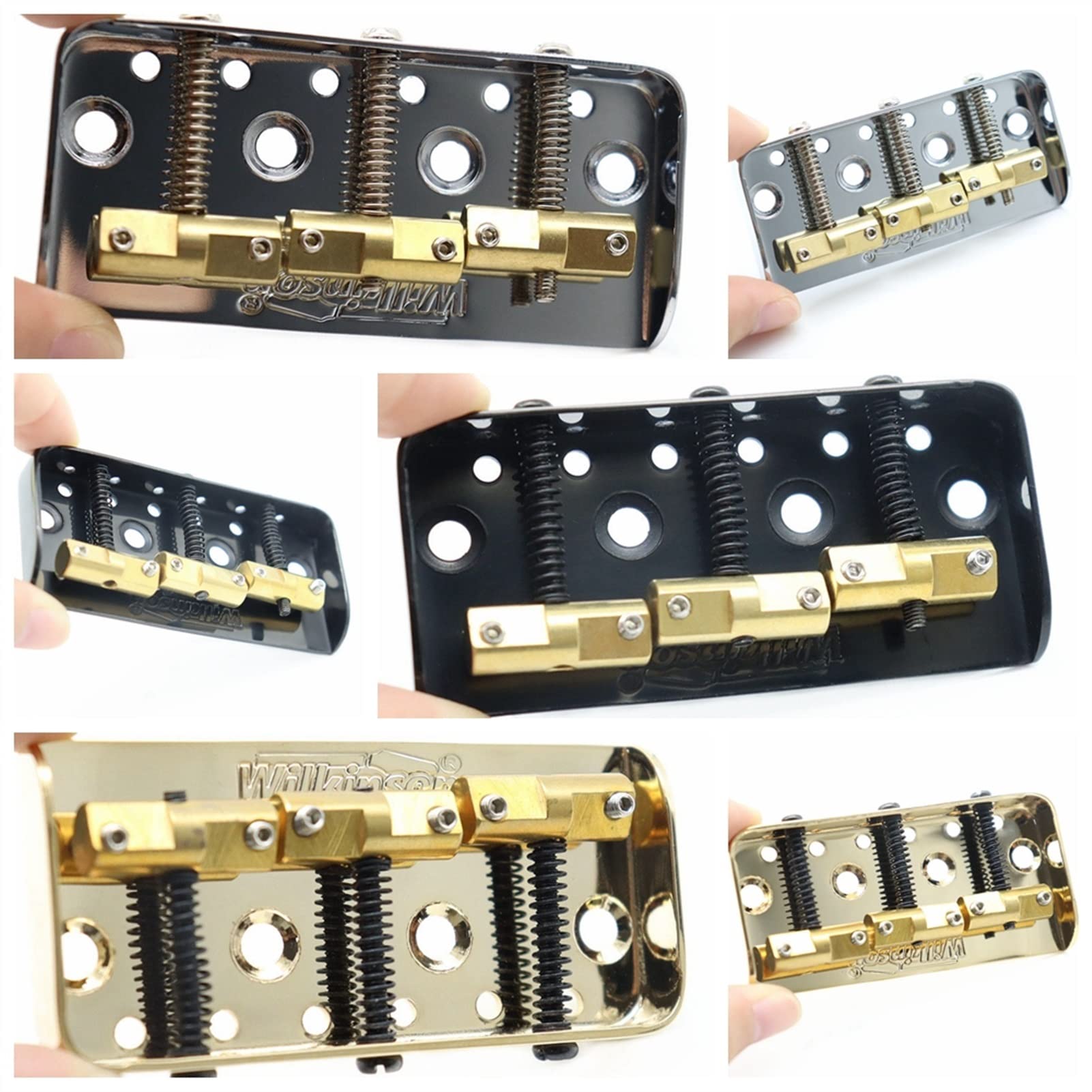 Parti di ricambio chitarra Ponte Di Chitarra Con Selle Ad Ottone Compensata Per Tl. Stile Chitarra Elettrica In Cromo, Nero O Oro (Color : Black)
