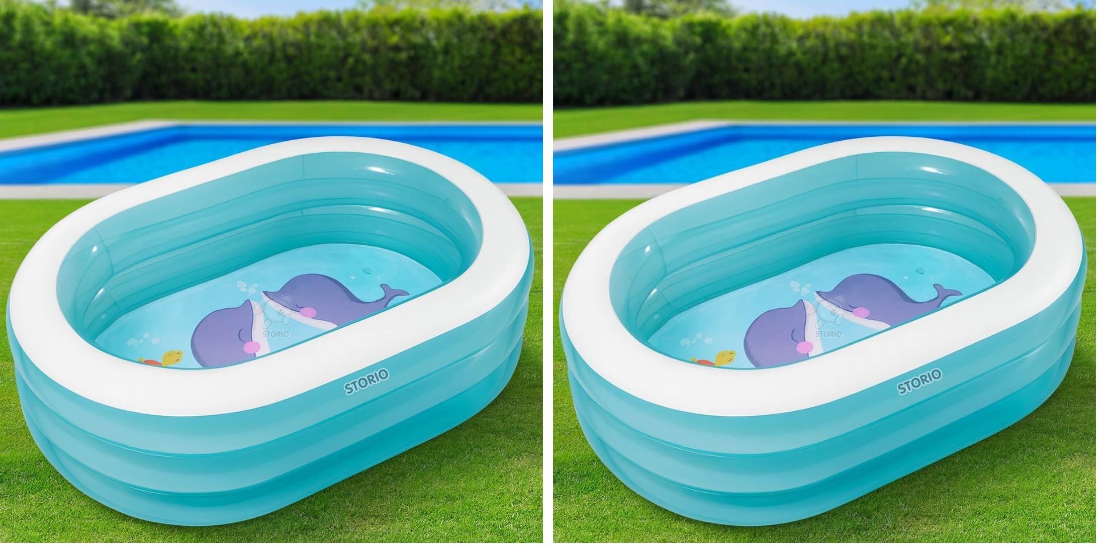 Storio Oval Whale Inflatable Pool for Kids – Multicolor | Baby Swimming Pool for Toddlers | Whale Design Water Play Pool for Balcony, Garden & Outdoor | Safe PVC Splash Tub for Boys & Girls-image-2