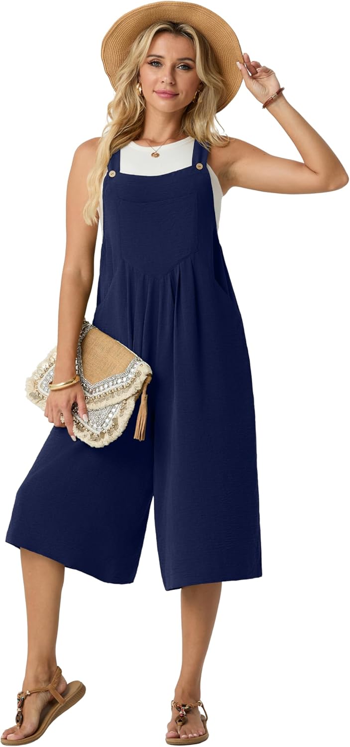 Lepunuo Rompers for Women Summer Casual Jumpers Boho Short Bib Jumpsuits Overalls with Pockets Beach Vacation - Image 4