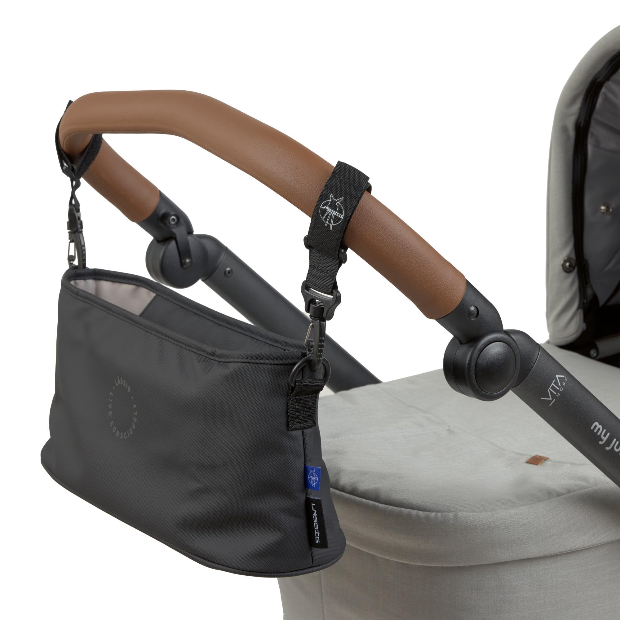 LÄSSIG Organizzatore per carrozzina per bambini organizzatore per carrozzina borsa per carrozzina con attacco per carrozzina/Buggy Organizer black