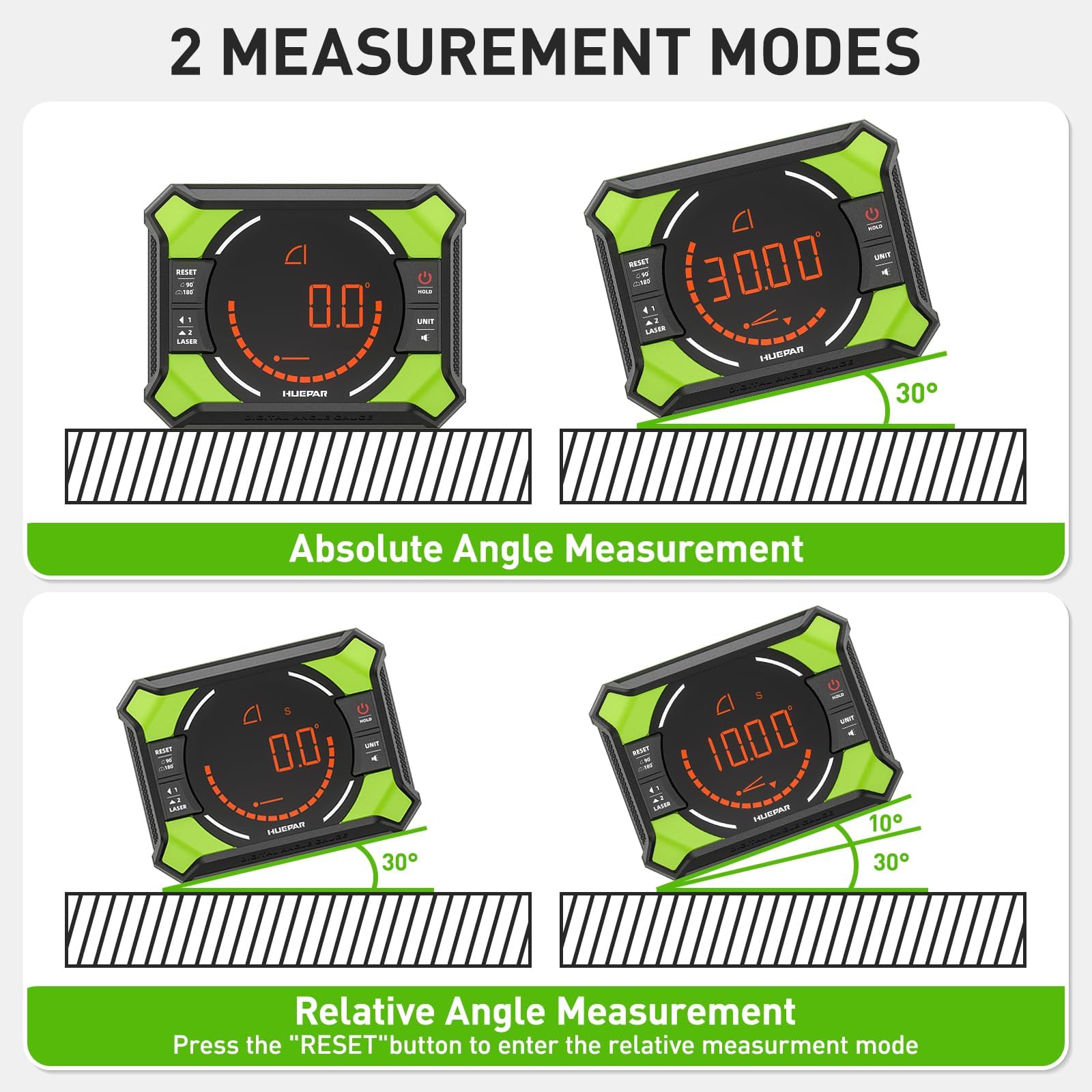 Digitaler Winkelmesser, Huepar 3-in-1 Digital LCD Neigungsmesser mit Laser Nivellierungs Funktion, Winkelmessgerät Inklinometer mit Laser, Bevel Box Winkelmessgerät Wasserwaage, IP54 Wasserdicht