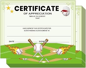 25 Pack Baseball Award Certificates End of Season Baseball Team Awards 8.5 x 11 Inch - Baseball Ceremony Certificate of Appreciation for Coach Teacher and Kids