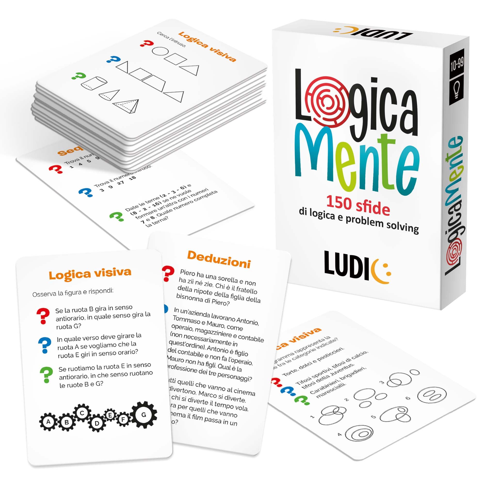 Ludic - Logicamente - 150 Sfide di Logica e Problem Solving | Giochi di Carte, Perfetto Gioco Da Tavolo Per Tutta La Famiglia, Giochi Di Società Per Adulti e Ragazzi. Regalo Compleanno, Regalo Natale