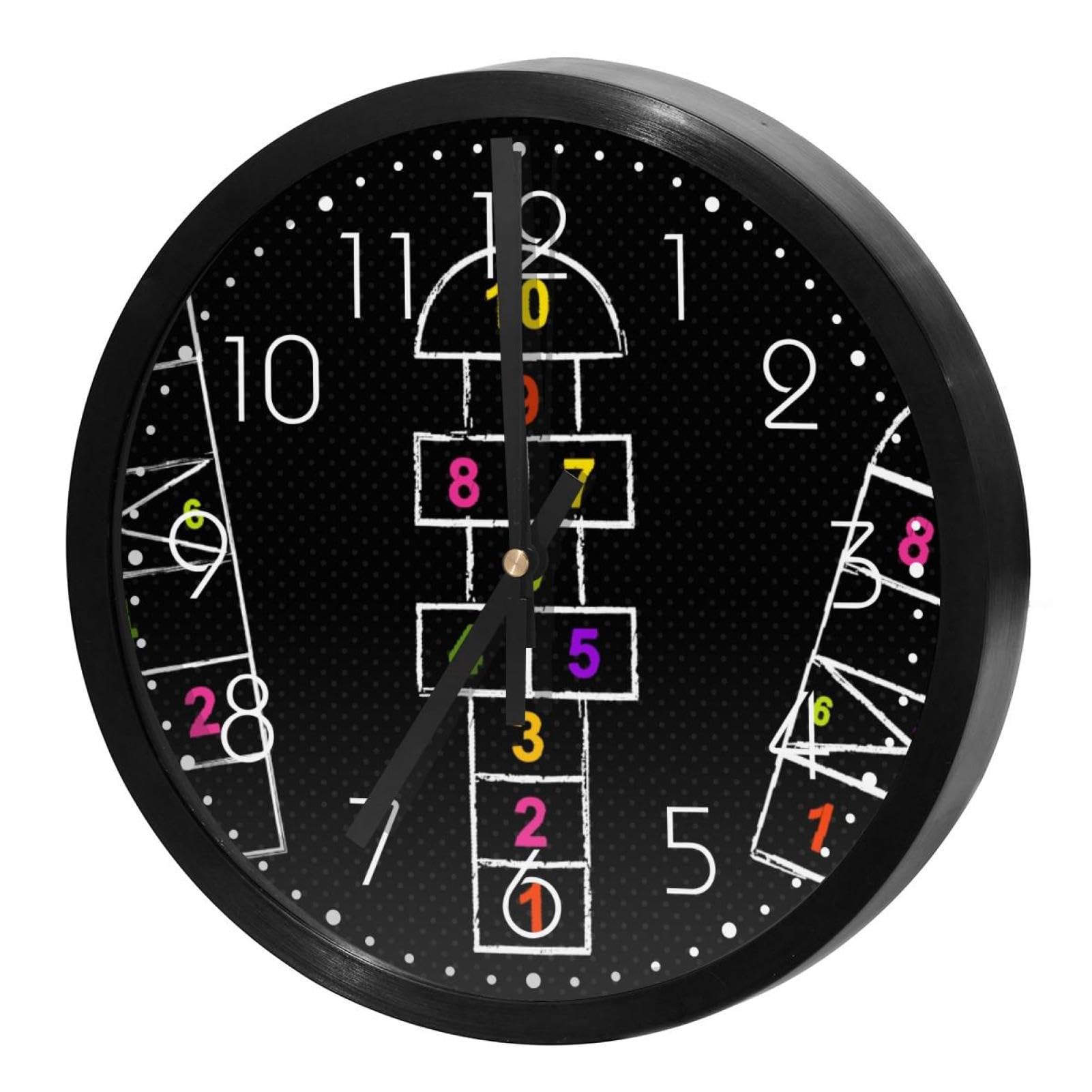 Horloge murale ronde pour maison et cuisine style jeu écossais à quartz