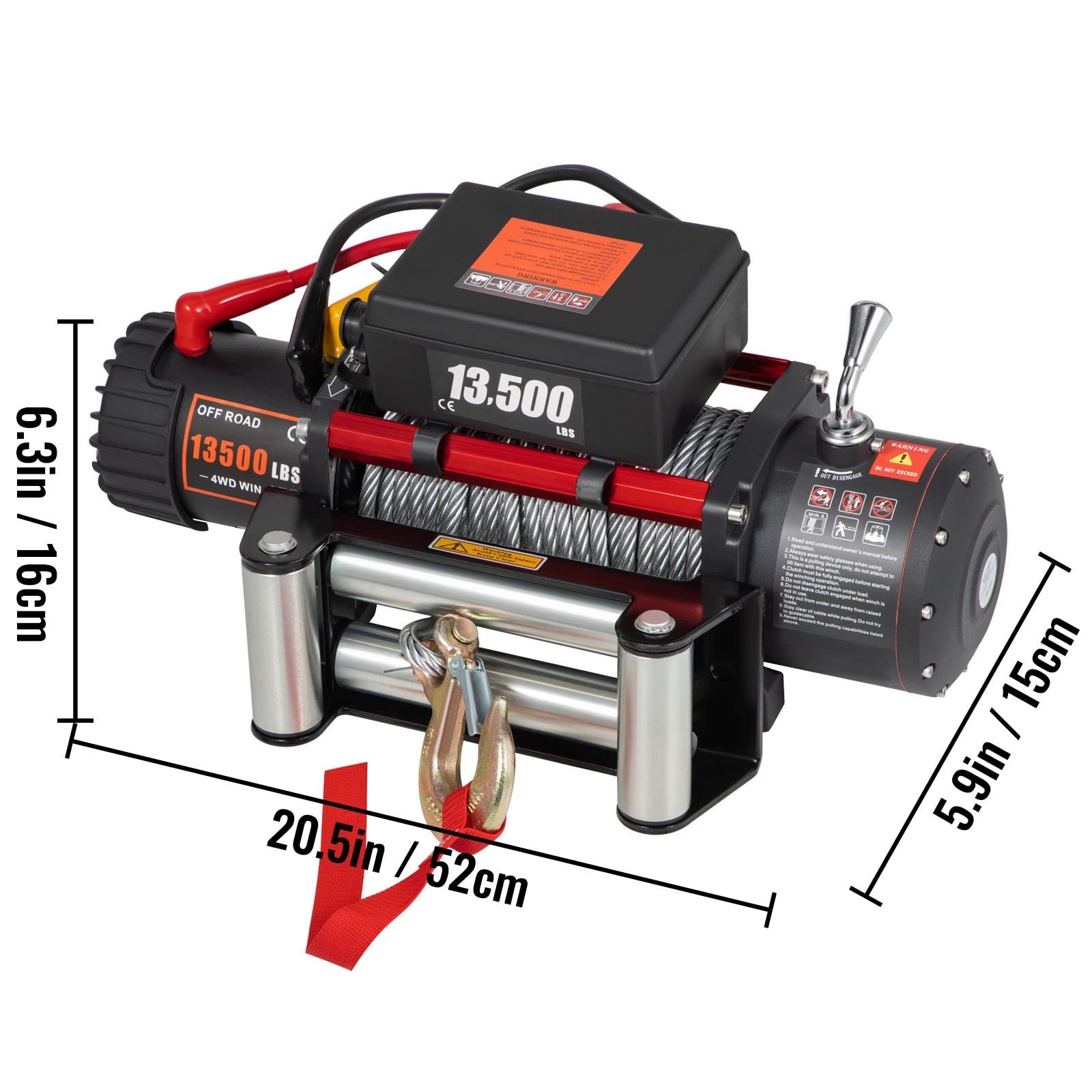 13500LBS 12V Elektrische Winde for 4X4 92FT Stahlseilwagen Anhänger Seile Abschleppgurt W/Wireless Control ATV Truck Off Road