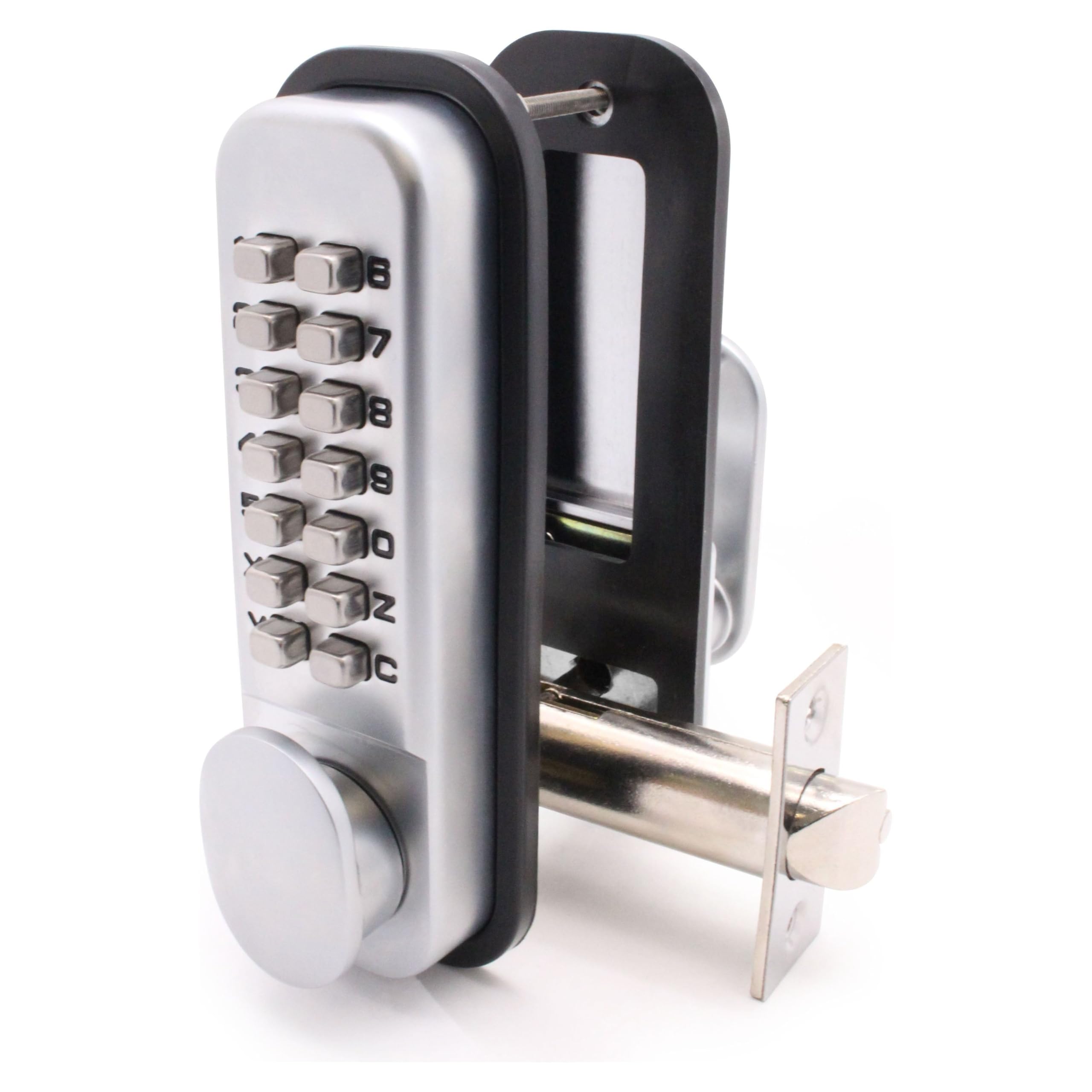 EAI Digital Code Door Lock | Satin Chrome Push Button Mechanical Digital Codelock with Hold Back Function | for Internal & External Use