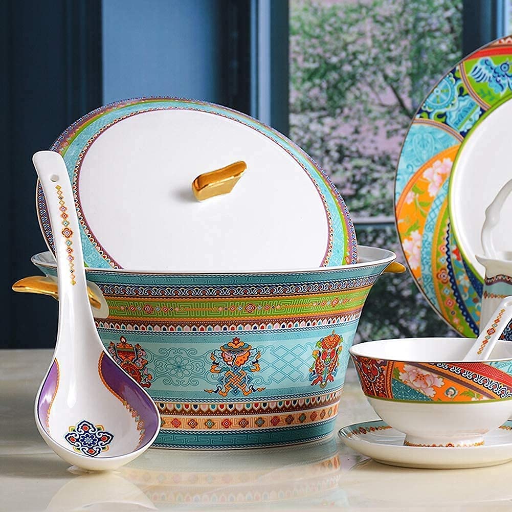Ceramiczne zestawy zastawy stołowej – nadaje się do kuchenki mikrofalowej i zmywarki, porcelanowy zestaw naczyń, talerze i miski, elegancka zastawa stołowa do domowej restauracji i na imprezy