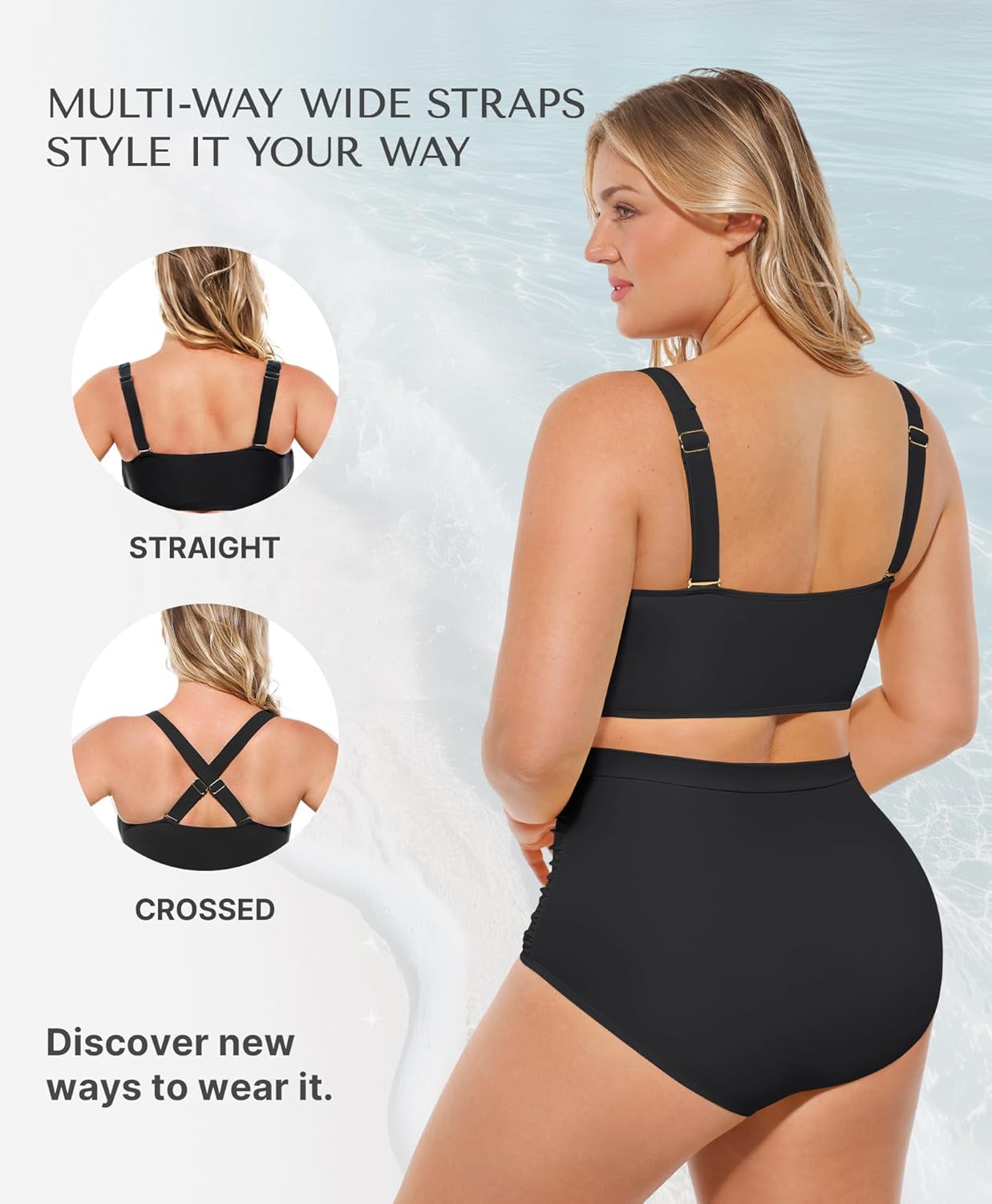 SHAPELLX High Waisted Bikini Tummy Control Two Piece Swimsuits for Women Ruched Bathing Suit Twist Front Bikini Sets - Image 4