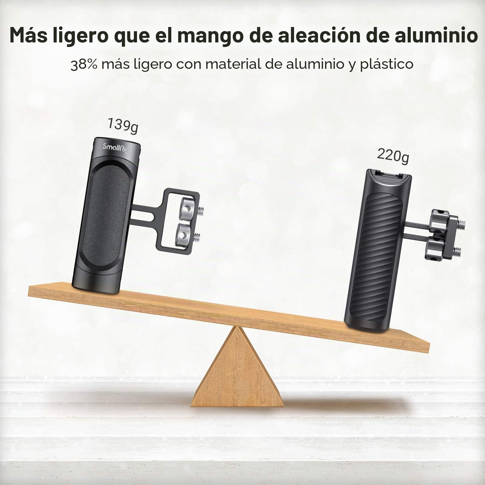 SMALLRIG Mini Mango Lateral con Doble Montaje de Rosca 1/4"-20 para Cámaras Mirrorless/DSL, con Llave Integrada y Ajuste Vertical - 2916