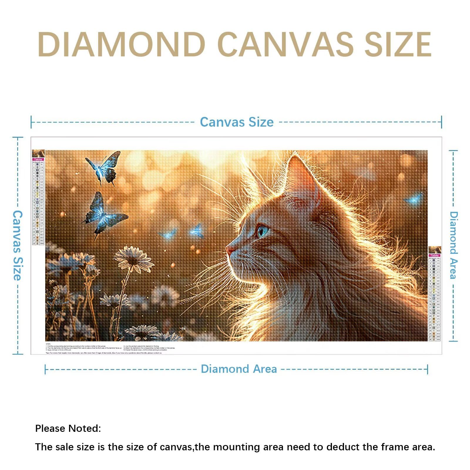 Diamond Painting Grande 120x60cm Mariposa Diamond Painting Adultos, DIY Gato Pintura de Diamante Manualidades Adultos, 5D Cuadrado Rhinestone Bordado Punto de Cruz para Home Decoration Regalo 0J-73