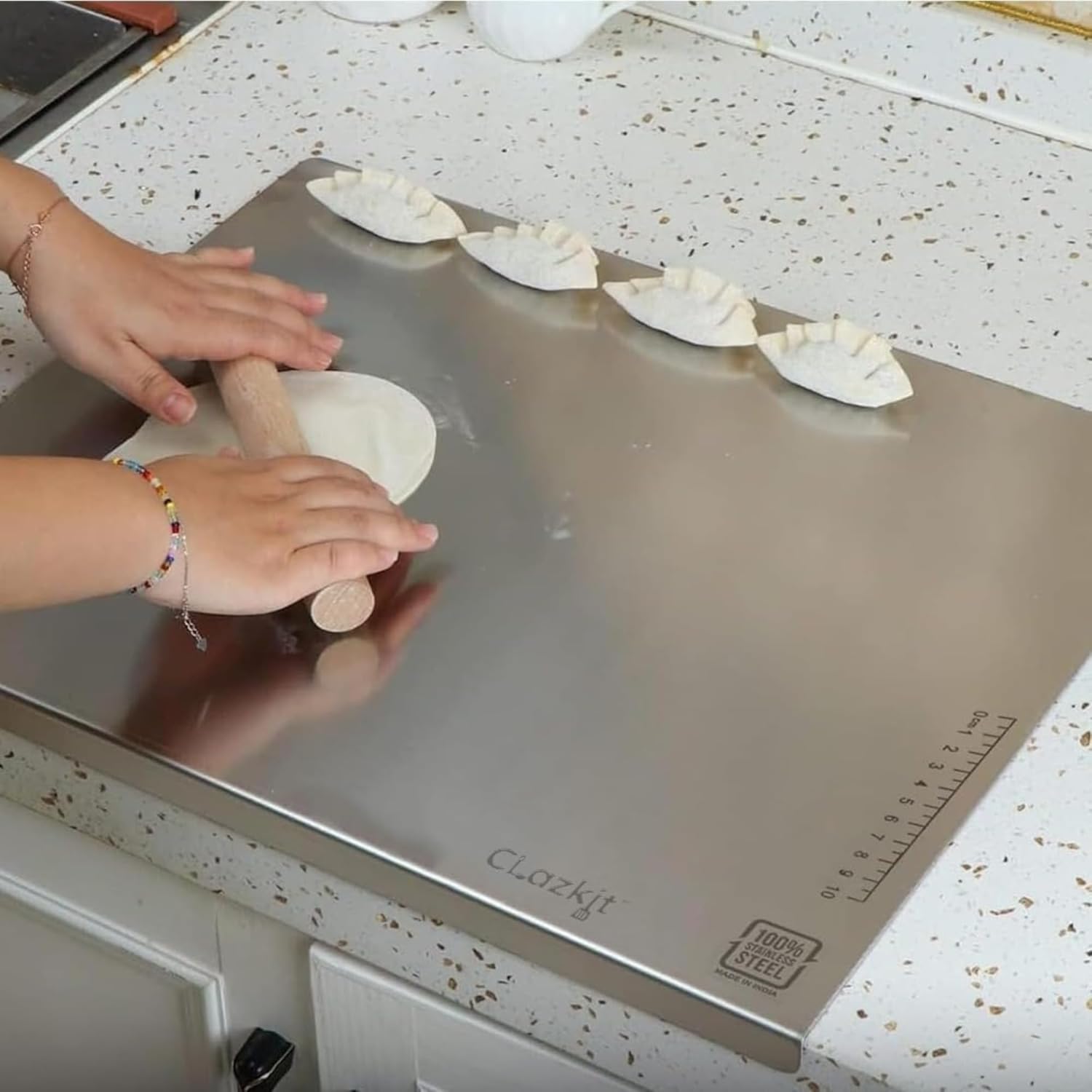 Clazkit Counter Top Stainless Steel Chopping Cutting Board Vegetable,Fruit,Bread & Durable Safe & Heavy Duty, Regular (360 x 300 x 1 (+25) Clazkit Counter Top Stainless Steel Chopping Cutting Board Vegetable,Fruit,Bread & Durable Safe & Heavy Duty, Regular (360 x 300 x 1 (+25)