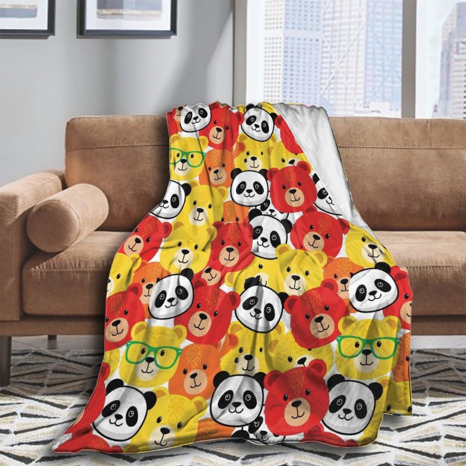 Oudrspo Fleece Blanket for Couch Throw Blanket for Women Men Ice Blue and Red Fire Flame Dragon Cozy Blankets 50x40 Inches