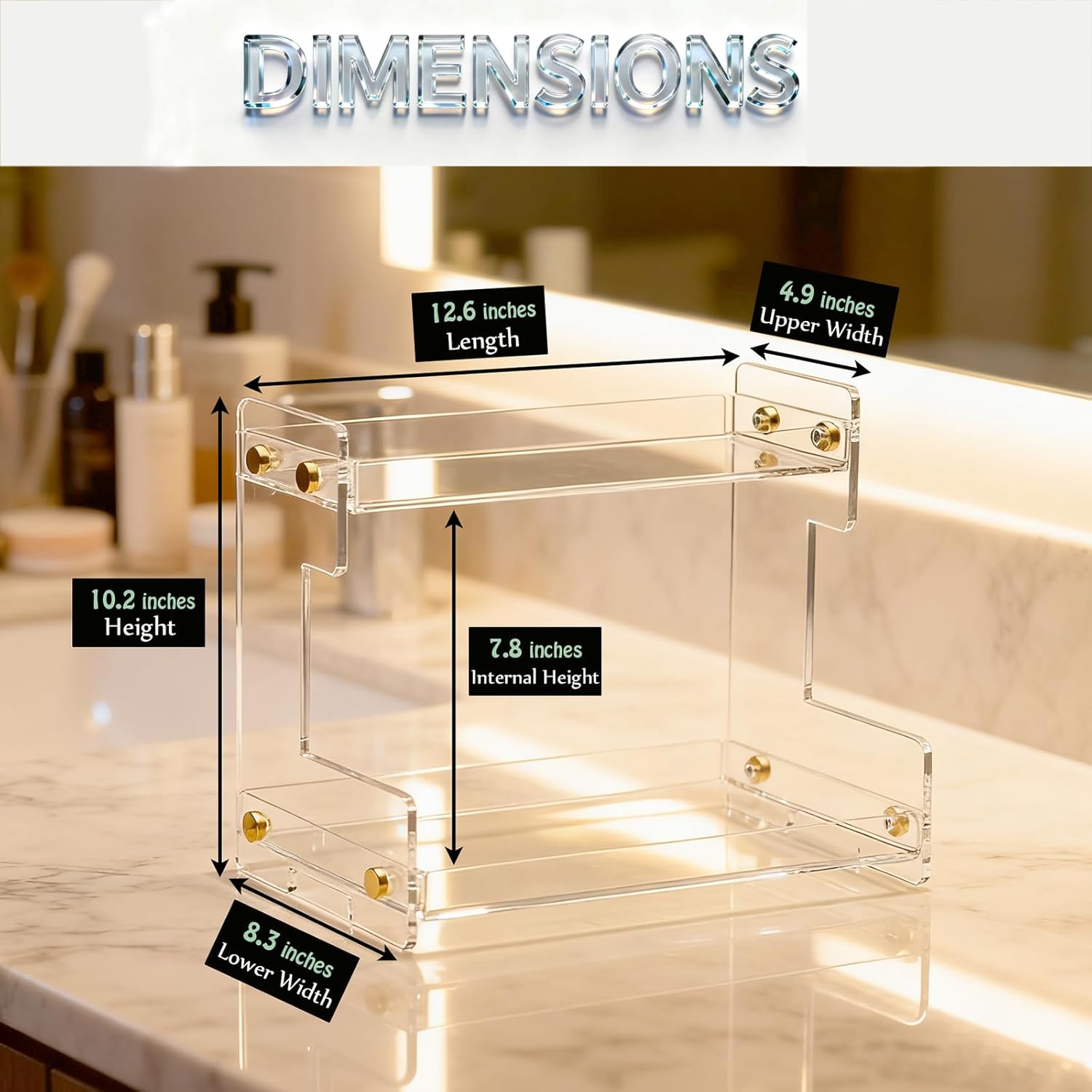 NEWRAIN Bathroom Organizer Countertop, Makeup 2-Tier Organizer Counter Organizer for Cosmetics, Vanity Holder for Lipstick,Cabinet Organizers and Storage