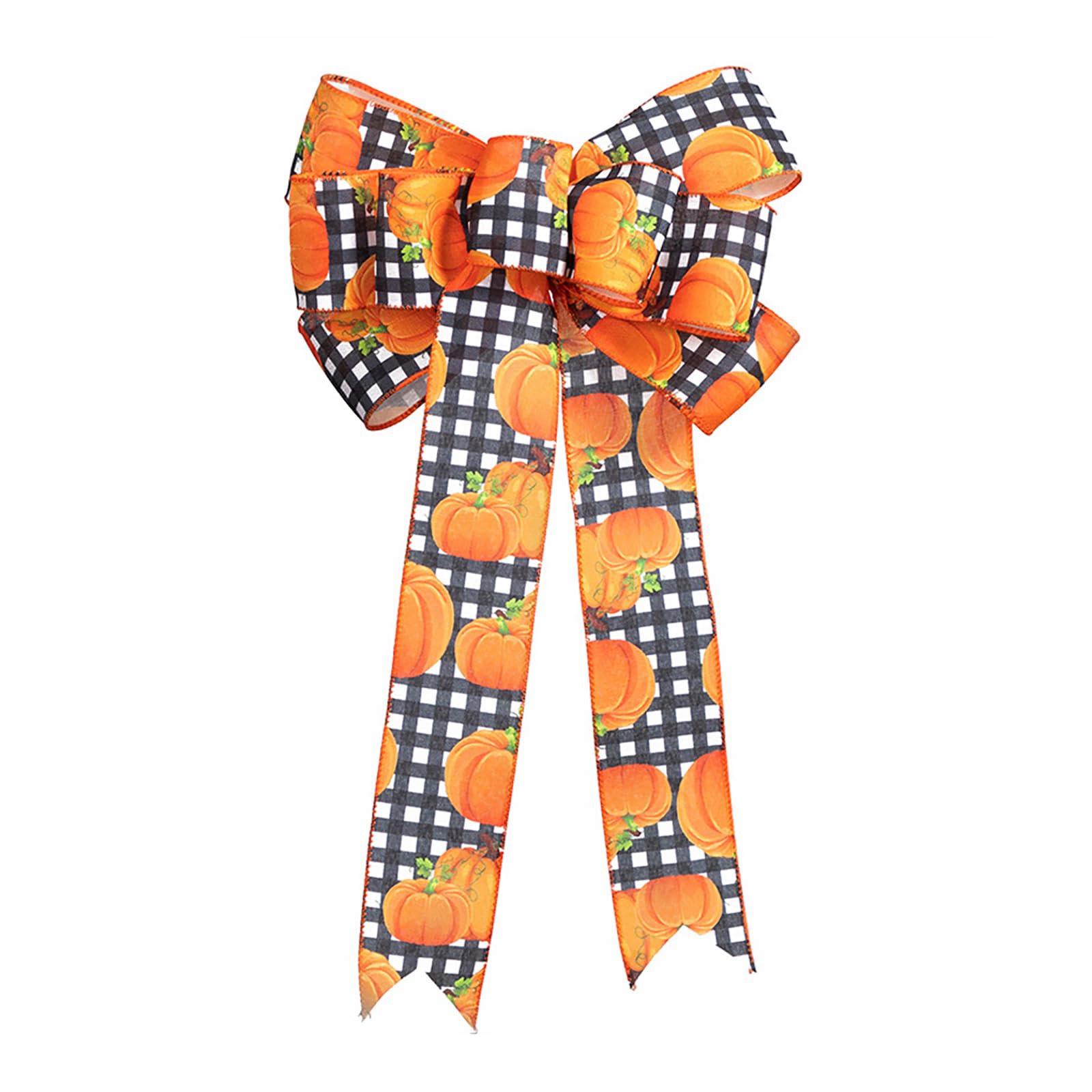 Tsophreniq Bow Thanksgiving and Harvest Festival Celebration Maple and Pumpkin Double Layered Bows Decorations Pumpkin Double Layered Bow Party Halloween Party