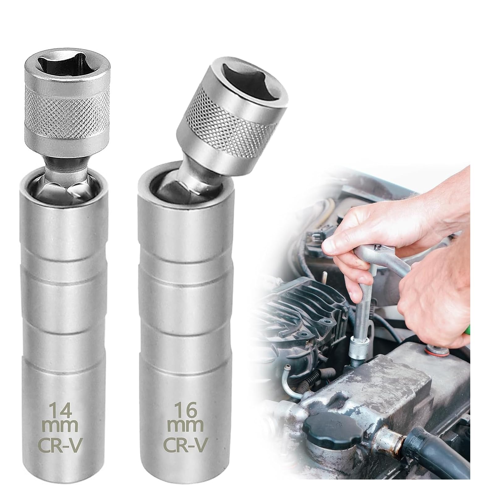 Zocipro Klucz do świec zapłonowych 14 mm i 16 mm, 2 sztuki Uniwersalny magne­tyczny klucz do gniazd świec zapłonowych Narzędzie do demontażu, wtyczka świec zapłonowych do naprawy samochodów