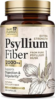 Psyllium Husk Capsules - Psyllium Husk Powder 2000 mg Per Serving - Extra Strength Fiber Supplement for Daily Digestion & Regularity Support - Natural Psyllium Fiber Caps - Bottled USA - 120 Capsules