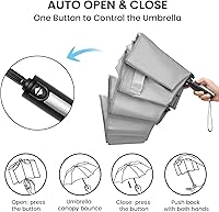 Vista 14 de G4Free Paraguas invertido resistente al viento de 54/62 pulgadas con rayas reflectantes, paraguas de golf grande y compacto para lluvia, 10