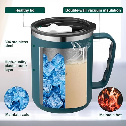 Miniatura 3 de Lallisa 12 tazas de café de viaje a granel de 17 onzas con asa de tapa para mujeres, regalos de agradecimiento, vasos de acero inoxidable, taza