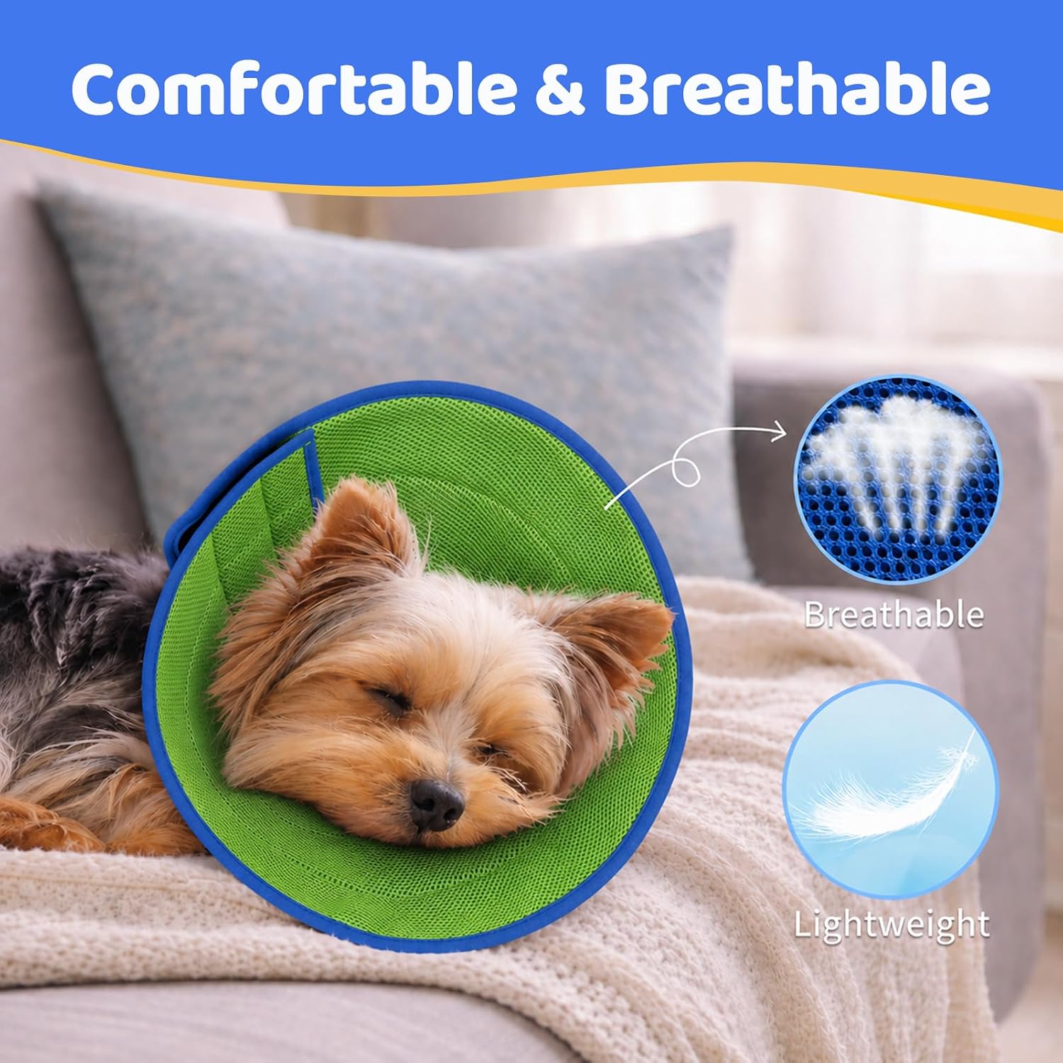 soft dog cone collar to stop licking after surgery, comfy dog cone alternative for large medium small dogs/cats, adjustable washable e-collar for spay neuter recovery and neck protection blue s