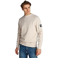 Calvin Klein Uomo Felpa Badge Crew Neck in Cotone, Beige (Oatmeal)