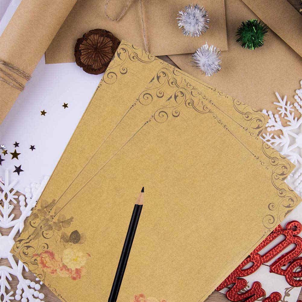 Set Cancelleria Vintage YapitHome - 70 Pezzi Con Carta, Buste, Cordini E Adesivi - Per Inviti E Lettere - Foto 5